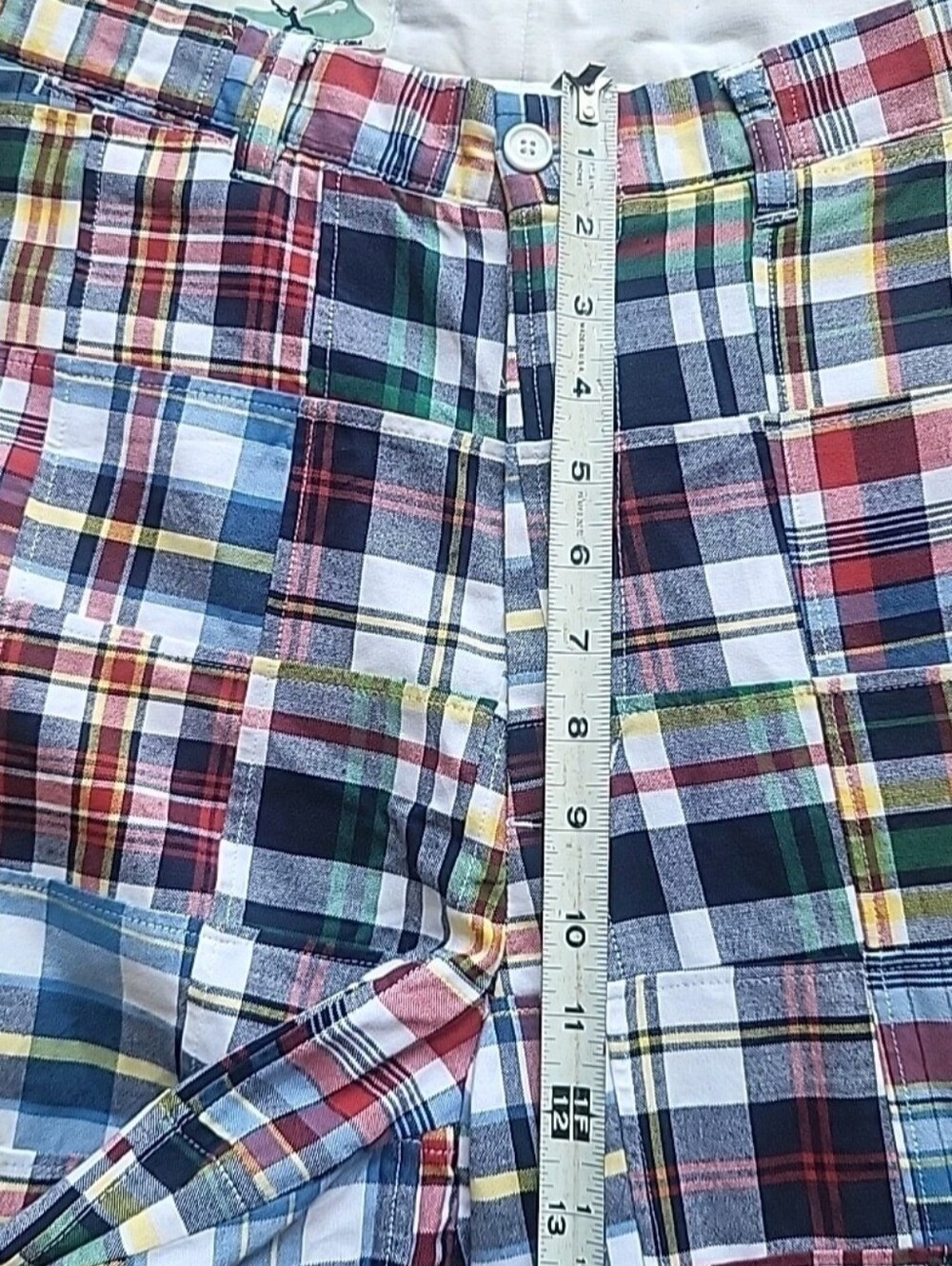 Castaway Nantucket Island Pants Mens 34 Multicolor Madras Plaid Patchwork Cotton - Picture 10 of 13